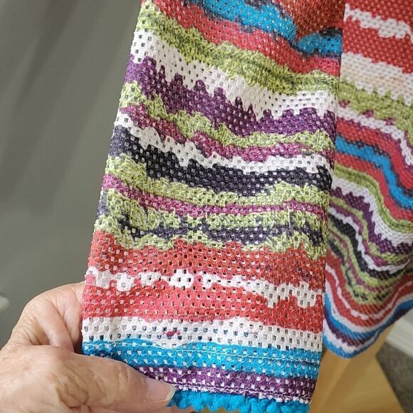 Misslook open net colorful jacket. Size XL. Tourqwise piping . - Picture 3 of 8